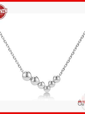 925 Sterling Silver Beaded V-Necklace, Dainty Minimalist Chain, 15 Inch